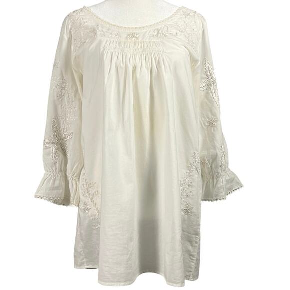 Letarte Handmade Swim Cover Up Med embroidered sequin starfish resort vacation - Picture 1 of 8